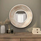 35x35 Wooden Wall Mirror with White Wash Effect Cream - Olivia & May: No Assembly, MDF Frame, Indoor Use