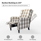 Mid-Century Modern Manual Pushback Recliner with Wingback Design