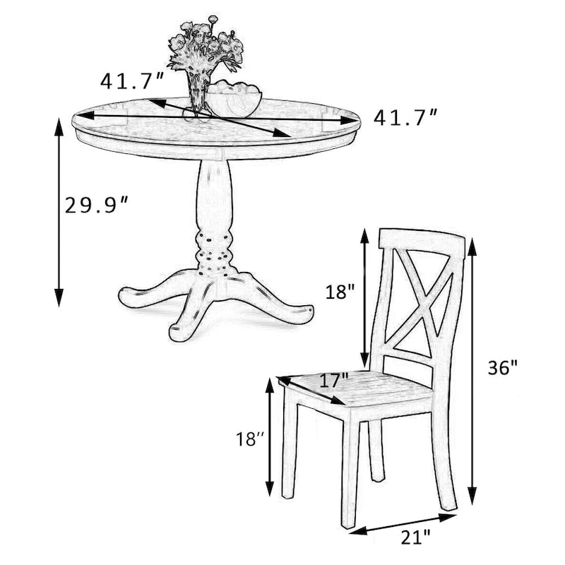 5 Pieces Dining Table and Chairs Set for 4 Persons