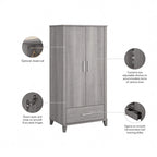 Somerset Tall Entryway Cabinet with Doors and Drawer by Bush Furniture