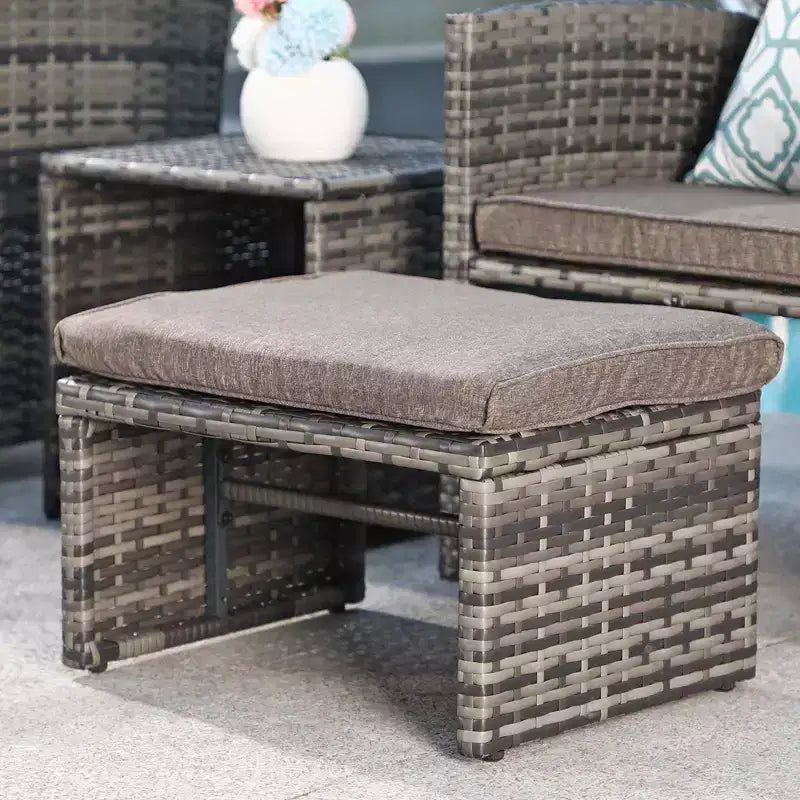 Sunsitt 5pc Outdoor Conversation Chair and Ottoman Set with Coffee Table White