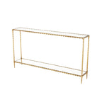 Metal Twisted Rope Inspired 1 Shelf Console Table with Mirrored Glass Top and Shelf - Gold - Roche River Decor