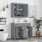 36 Modern Bathroom Vanity with Top Sink and Mirror Cabinet,2 Doors and 2 Drawers