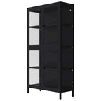 Four Glass Door Storage Cabinet with Adjustable Shelves and Feet Cold-Rolled Steel Sideboard Furniture