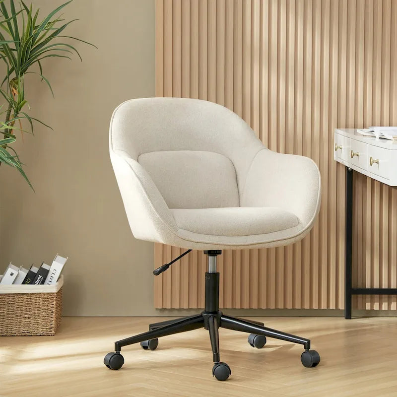 Victoria Curved Backrest 0ffice Chair Rotatable With Casters And Metal Base by HULALA HOME