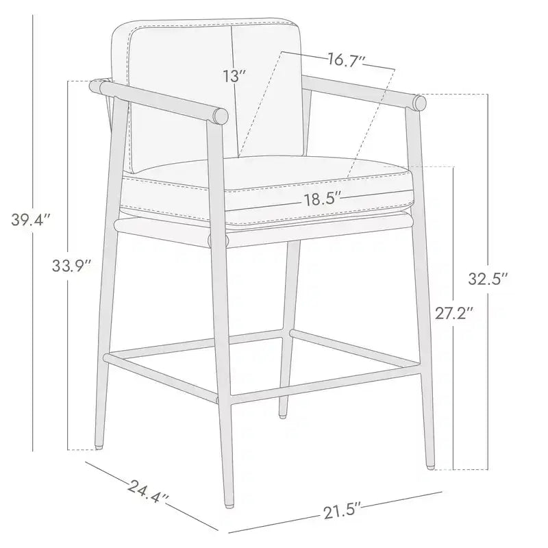 Spruce&Spring Modern Counter Stools with Arm & Metal Frame Set of 2