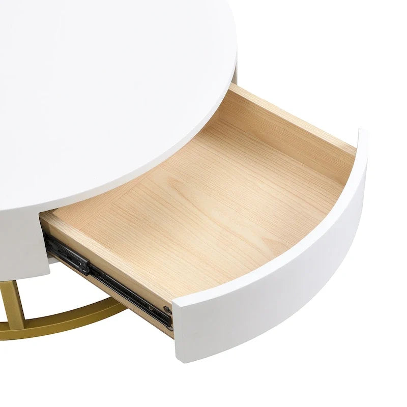 Modern Round Lift-top Nesting Coffee Tables with 2 Drawers