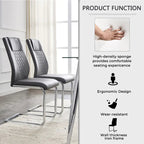 Modern Tempered Glass Dining Table Set with U-shaped Marble Pattern Base and PU Upholstered Chairs
