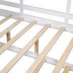 Twin Size House Bed with Trundle and Storage Shelf for Kids, White