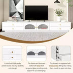 TV Stand for 95 TV, Extra Long Media Console with 2 Doors & 4 Drawers, Large TV Storage Cabinet Entertainment Center with Fluted Glass Doors