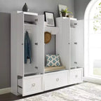 4pc Harper Entryway Set with Bench, Shelf & 2 Pantry Closets: Organizer with Coat Rack - Crosley