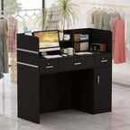 Famapy L-shaped Reception Desk Multifunctional Welcome Desk Workstation