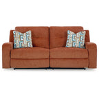 87 Manual Recliner Sofa with Tufted Back & 2 Accent Pillows | Spice Orange