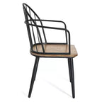 5 Piece Dining Table Set Dining Set with 4 Dining Chairs and Round/Square Table, Black+Natural/Walnut-ModernLuxe