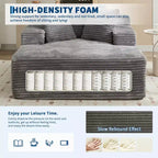 COZONY 49.2 Oversized Convertible Chaise Lounge, Corduroy Cloud Chair/Sofa Bed, 400 lb Capacity
