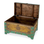 Nador Hand-Painted Brass Inlay Storage Trunk Coffee Table