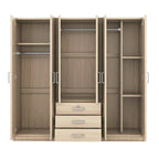 6-Doors Wooden Wardrobe Storage with 3 Big Drawers for Bedroom