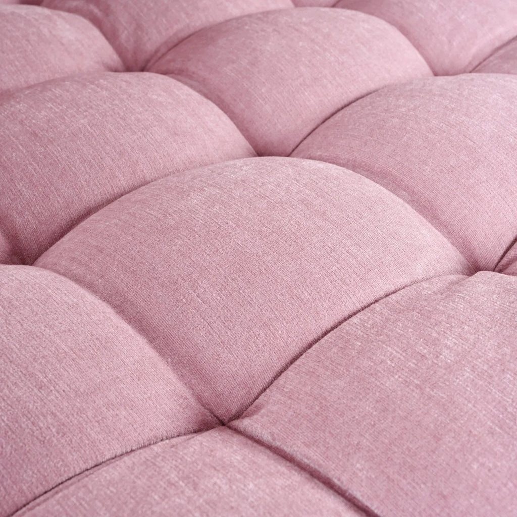Chenille Chaise Lounge Sofa Bed, Upholstered Sofa Couch with Tufted Backrest and 2 Detachable Pillows for Living Room