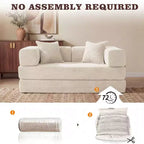 Dyonery 65-in five-in-one folding floor sofa bed, convertible into a double bed sofa bed, with a fixed metal frame, corduroy