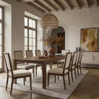 Modern Dining Set - 80 Table + 6 Cushioned Chairs, Solid Wood Frame, 400lbs Table Capacity, Easy Assembly