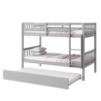 Twin Over Twin Modern Wood Bunk Bed with Trundle, Convertible into 2 Beds