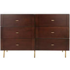 Genevieve 6 Drawer Dresser - DRS5002 - Walnut/White - Safavieh