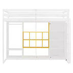 Kids Loft Bed with Wardrobe and Shelves, Wooden Loft Bed Frame with Storage Cabinet for Kids Teens