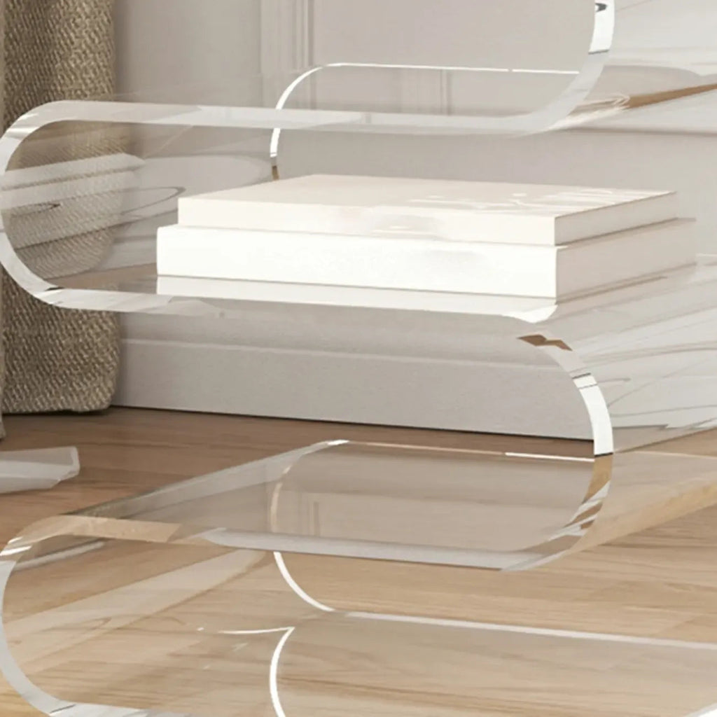 Contemporary Acrylic S-Shaped Side Table with Storage