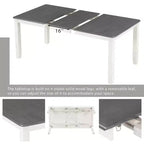 Farmhouse Extendable Dining Table Set for 6, Rectangular Table and 6 Upholstered Chairs