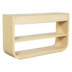 ModernLuxe Curved Console Table Entryway Table Sofa Side Table Display Stand Accent Table with 3 Soft-Close Drawers & 2 Open Shelves