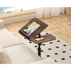 1 Set c-Shaped Side Table, Height Adjustable Overbed Bedside Table with Wheels, Multi-Purpose Sofa Table & Laptop Desk for Small Spaces