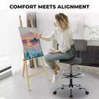 Home Imports Emporium Drafting Stool  Adjustable Swivel Faux Leather Stool with Footrest & Back Support