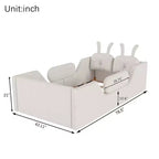 Whisen Twin Platform Bed, Kids Floor Upholstered Bed Frame with Rabbit Cushion, Removable Side Rails
