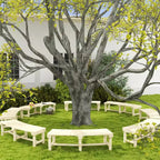 Outsunny Wooden Garden Bench, Semicircular Round Outdoor Tree Bench, Wrap Around Park Bench