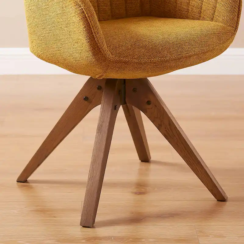 Modern Home Office Swivel Arm Accent Chair with Wood Legs