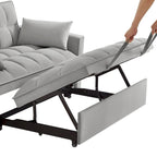 4 in1 Loveseat Sofa Bed with Armrests & Storage Pockets, Multi-Function Tufted Pull-out Sofa Bed with Adjustable Backrest