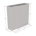 2-Door Wardrobe with Mirror, Glass Front, 2-Person (Gray / Black / White)