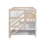 94.6L x 42.3W Solid Wood Twin Size Low Loft Bed With Stair, Drawer And Shelf, Modern & Clean Design