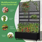 MAYEERTY Planter Box with Trellis Iron Black Parallel Line 01 Louvered Classic Combined Style 72x47x16in 3-Piece Set