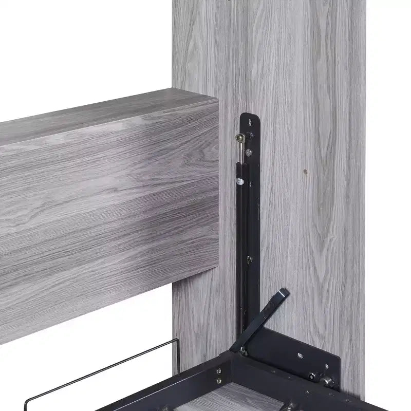 Full/Twin Size Murphy Bed Wall Bed, Wood Cabinet Bed, Gray