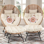 FINCATI Indoor Eggs Chair, 440 lbs Egg Chair Outdoor, Oversized Egg Chair with Ottoman, Luxury Cozy Egg Chair with Foot Rest