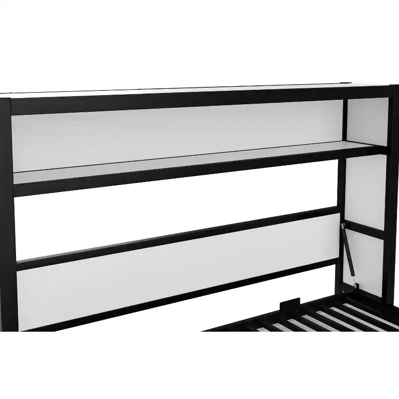 Twin Size Murphy Bed with Shelves, Metal Wall Bed with Foldable Design for Small Space