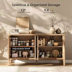 Buffet Cabinet with Storage, Distressed Storage Cabinet with 4 Carved Doors and Adjustable Shelf, Wooden Accent Sideboard Buffet Cabinets
