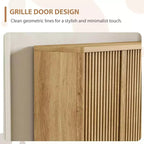 Shoe Cabinet with Fluted Door, Adjustable Shelves for Entryway Living Room