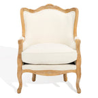 SAFAVIEH Couture Kali Oak Natural Linen Wing Chair - 34Wx34Dx40H