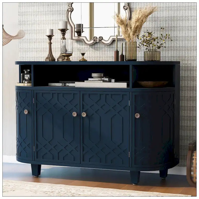 Curved Design Storage Cabinet made of Fraxinus Mandschuric Solid Wood