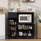 Kitchen Microwave Cabinets with Storage,with 3 Doors,1 Drawer and Adjustable Shelves, Pantry Storage Cabinet