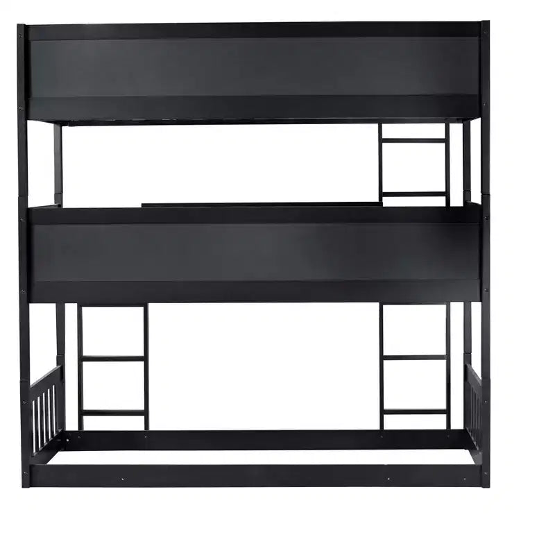 Triple Twin Bunk for Kids, Twin over Twin over Twin Detachable Bunk Bed with Ladder and Guardrail, Separate into 3 Beds