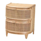 bali & pari Oleta Modern Bohemian Natural Brown Rattan 2-Drawer Nightstand