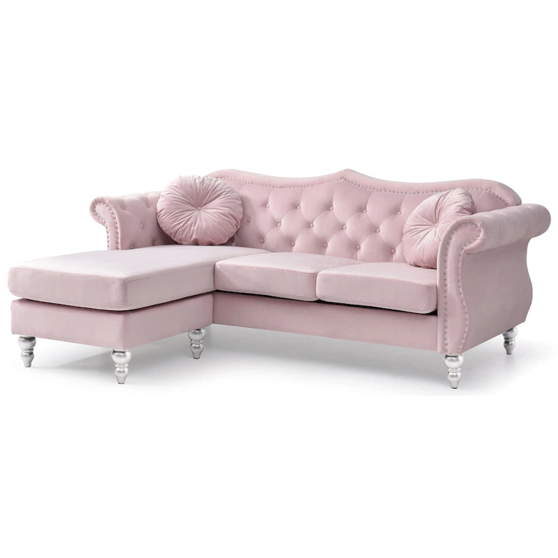 Hollywood Velvet Sofa with Reversible Chaise